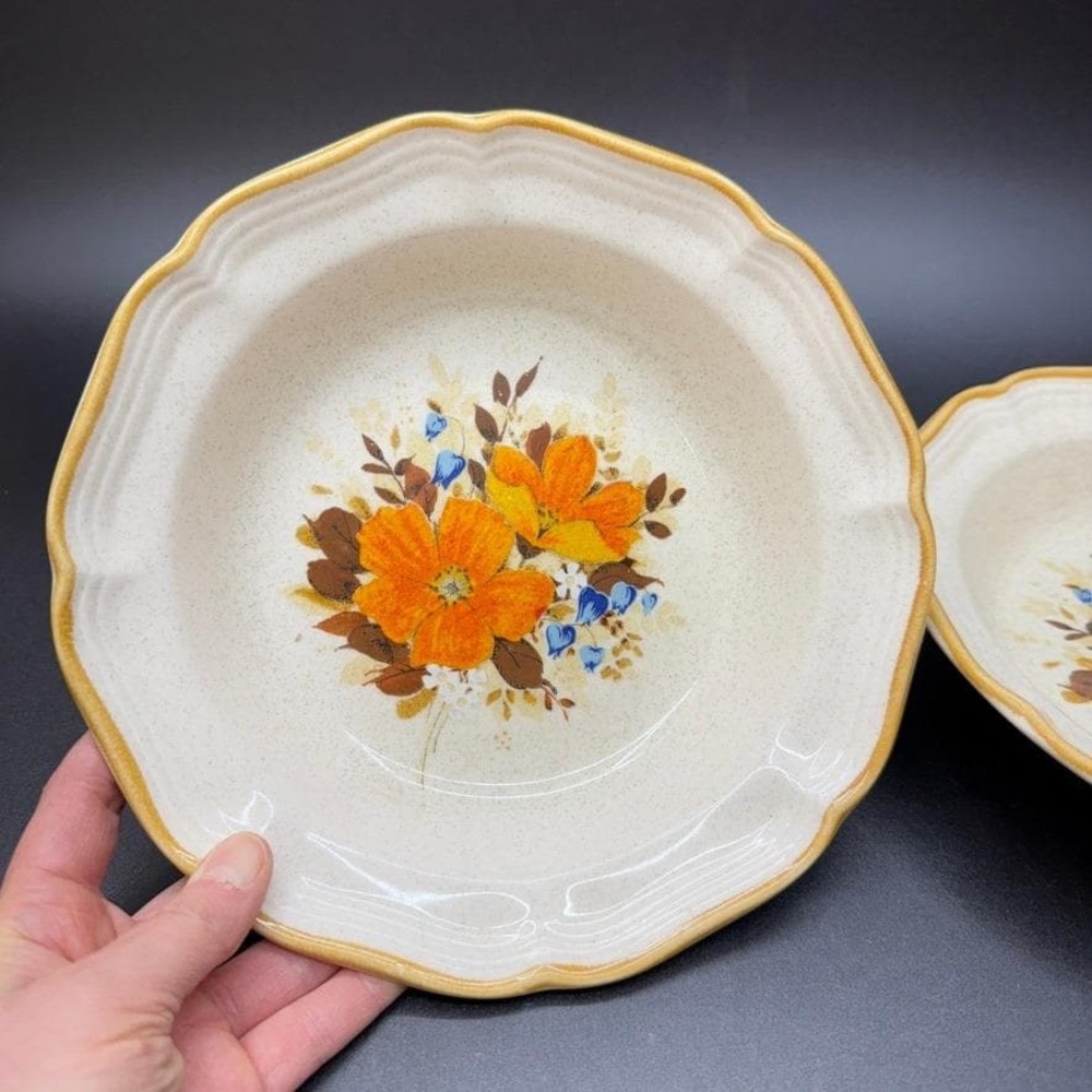 VTG 70s‎ MIKASA Garden Club Flowerfest 8 in Soup Cereal Bowl Set of 2 EC452